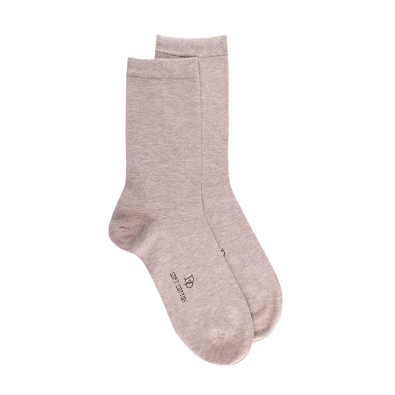 Chaussettes femme Soft Coton à bord souple - Beige | Doré Doré