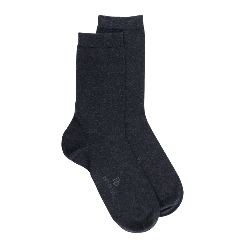 Chaussettes femme Soft Coton à bord souple - Gris foncé | Doré Doré