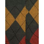 Mi-bas homme en laine mérinos et motifs jacquard - Thuya et henné | Doré Doré