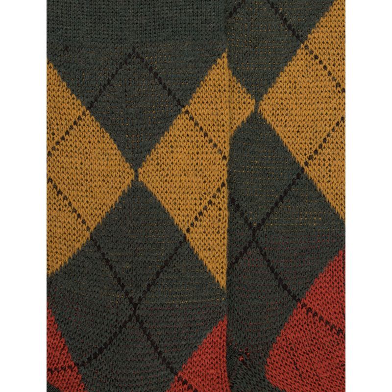 Mi-bas homme en laine mérinos et motifs jacquard - Thuya et henné | Doré Doré