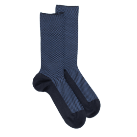 Chaussettes laine à motifs géométrique - Bleu marine | Doré Doré