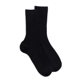 Chaussettes femme à côtes en fil d'Écosse - Noir | Doré Doré