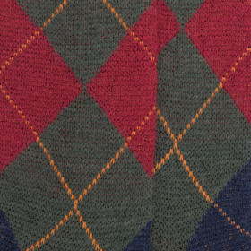 Chaussettes homme en laine mérinos à motif à losanges  - Vert thuya & bleu caban | Doré Doré