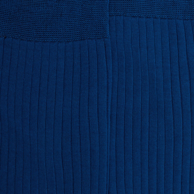 Mi-bas homme fins à côtes 100% fil d'Écosse - Bleu Cosmos | Doré Doré