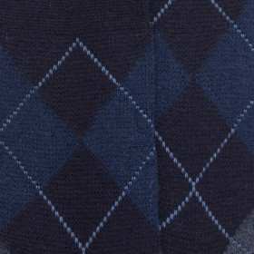 Chaussettes homme en laine mérinos à motif à losanges  - Bleu marine | Doré Doré