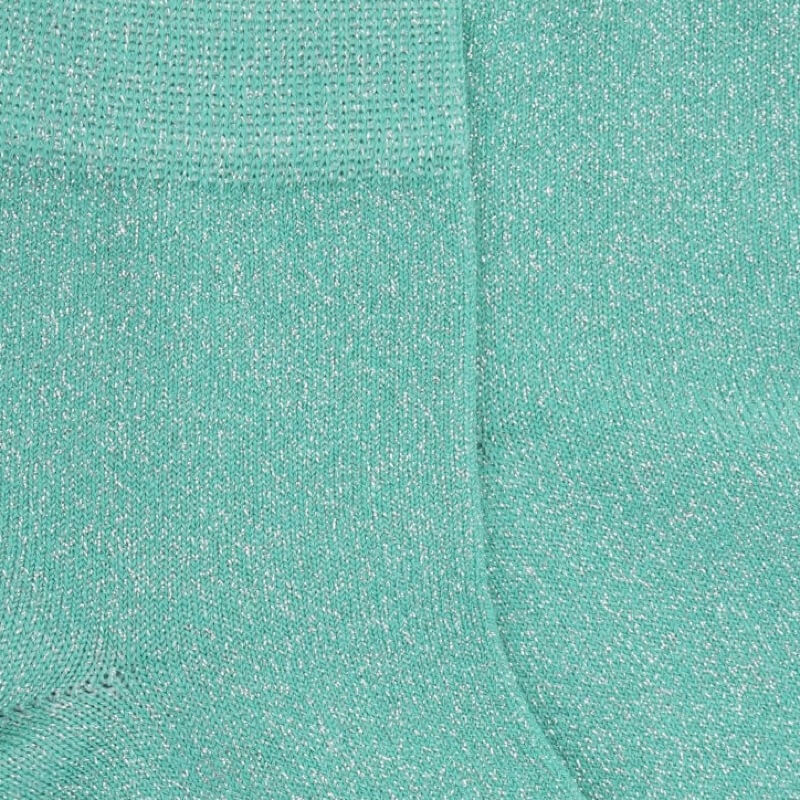 Socquettes femme en coton doux et effet brillant lurex - Vert | Doré Doré