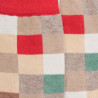 Chaussettes enfant échiquier en coton - Beige Grège & Rouge Ponceau | Doré Doré