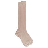 Mi-bas homme côtelés 100% fil d'écosse - Beige | Doré Doré