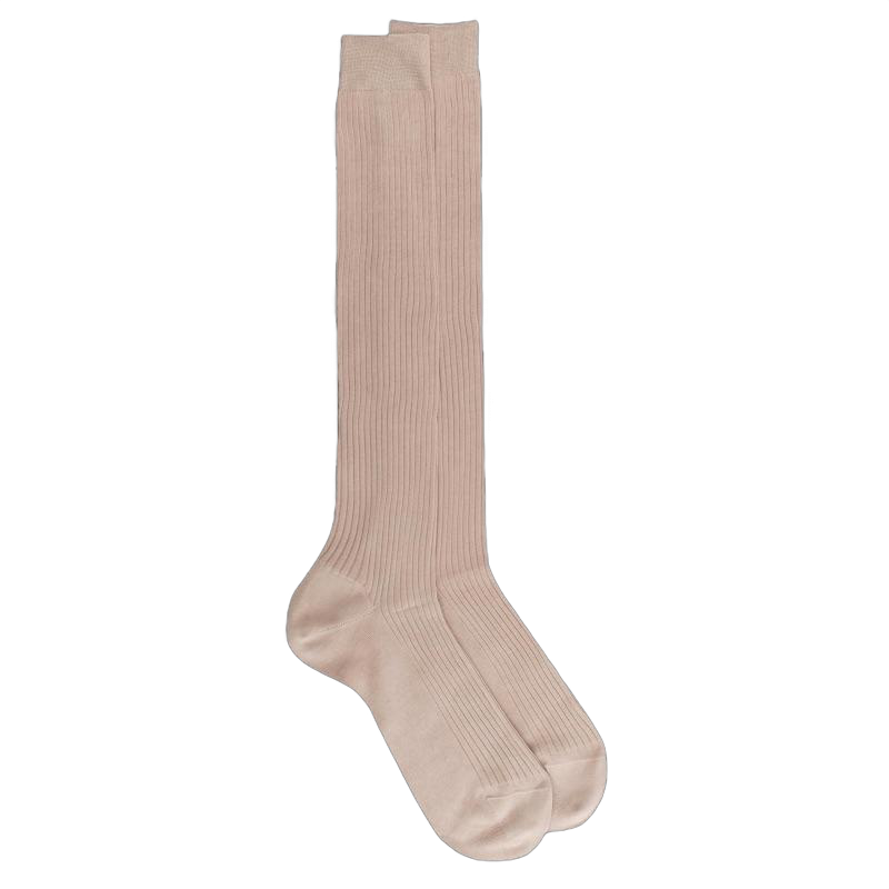 Mi-bas homme côtelés 100% fil d'écosse - Beige | Doré Doré