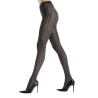 Collants en coton ajourés à effet brillant pour femmes - Noir