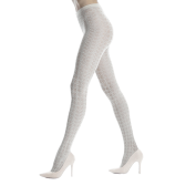 Collants en coton ajourés à effet brillant pour femmes - Beige Désert | Doré Doré