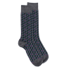 Chaussettes en coton égyptien pour hommes avec motifs de cubes en 3D - Gris oxford