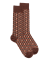 Chaussettes en coton égyptien pour hommes avec motifs de cubes en 3D - Marron cacao