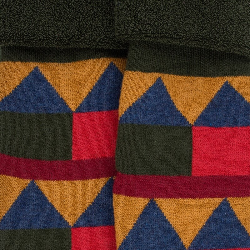 Chaussettes en coton à motifs géométriques pour enfants - Rouge Ponceau | Doré Doré