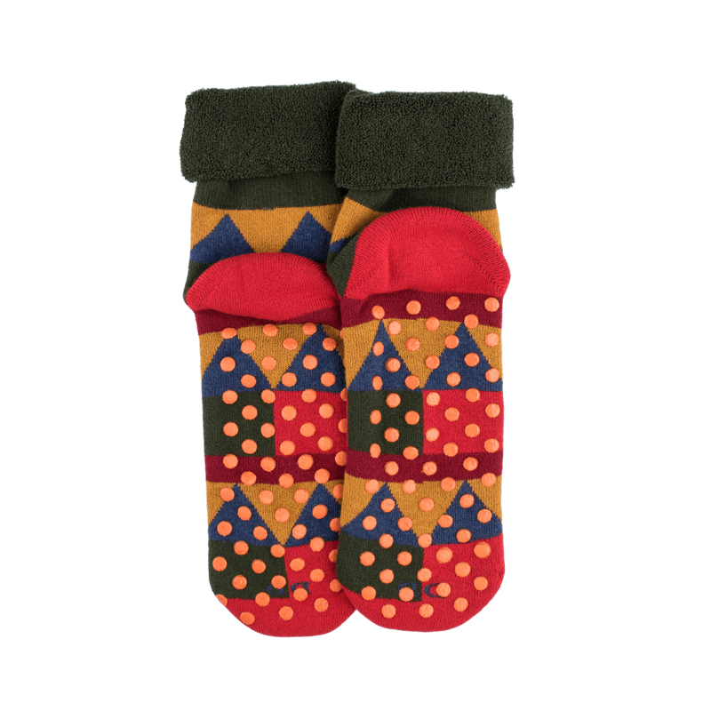 Chaussettes en coton à motifs géométriques pour enfants - Rouge Ponceau | Doré Doré