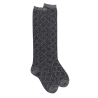 Chaussettes longues pour femmes en coton égyptien et cachemire avec effet brillant à motifs de diamants - Noir | Doré Doré