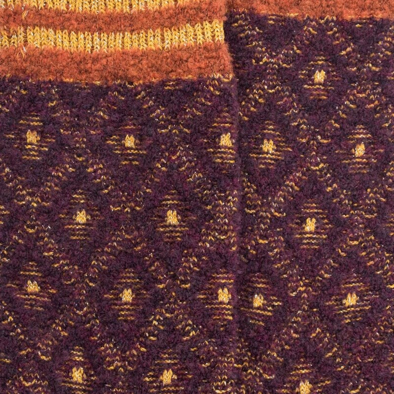 Chaussettes pour femmes en laine polaire à motifs de diamants - Bordeaux | Doré Doré