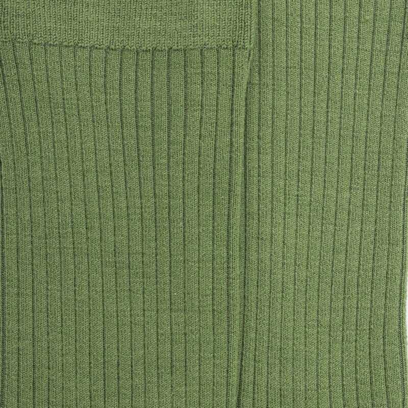 Chaussettes en laine unie côtelée pour femmes - Vert Campagne | Doré Doré