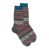 Chaussettes homme en laine à motif de Noël - Gris Bourrasque & Bleu golfe