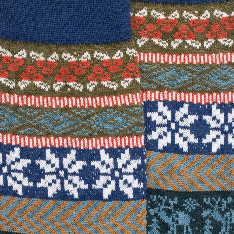 Chaussettes homme en laine à motif de Noël - Vert lichen | Doré Doré