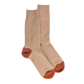 Chaussettes homme en laine polaire - Beige Désert & Orange cognac | Doré Doré