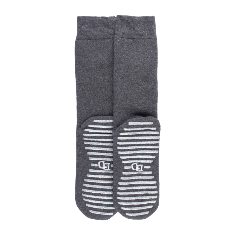 Chaussettes anti-dérapantes homme en coton - Gris oxford | Doré Doré