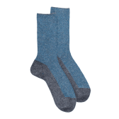 Chaussettes femme en laine et angora sans bord élastique effet brillant - Bleu pêcheur & Violet | Doré Doré
