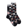 Chaussettes femme échiqiuer en coton égyptien - Noir & Gris Rocheux