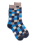 Chaussettes homme échiquier en coton - Bleu marine foncé