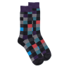Chaussettes homme échiquier en coton - Noir & Violet