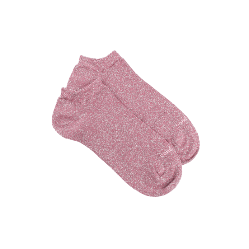 Socquettes femme en coton avec effet brillant - Rose poudré | Doré Doré