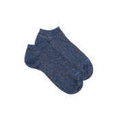 Socquettes femme en coton avec effet brillant - Bleu Caban | Doré Doré