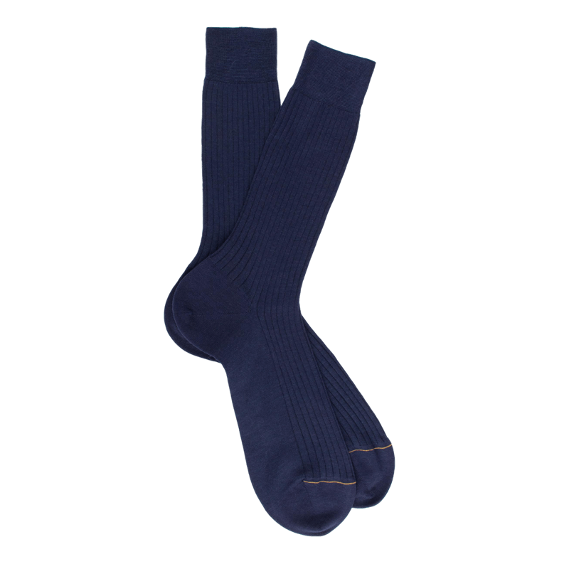 Chaussettes homme en laine mérinos extra fine - Bleu Caban | Doré Doré