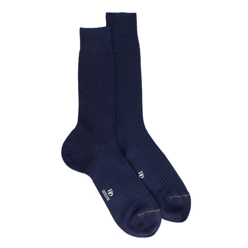 Chaussettes homme en laine mérinos extra fine - Bleu Caban | Doré Doré