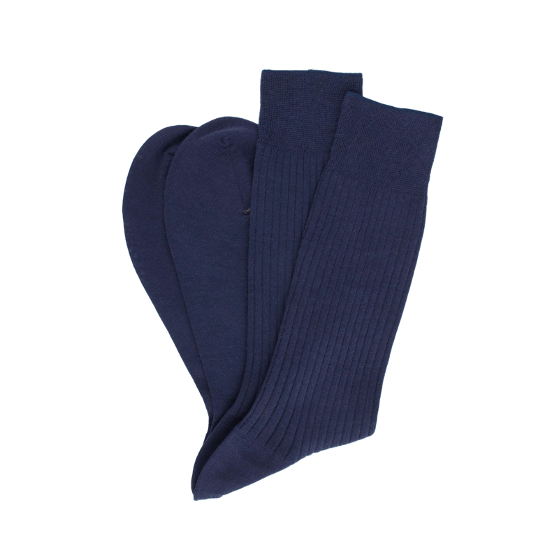 Chaussettes homme en laine mérinos extra fine - Bleu Caban | Doré Doré