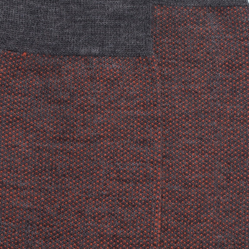 Chaussettes homme caviar en laine merinos - Gris étain & Orange henné | Doré Doré