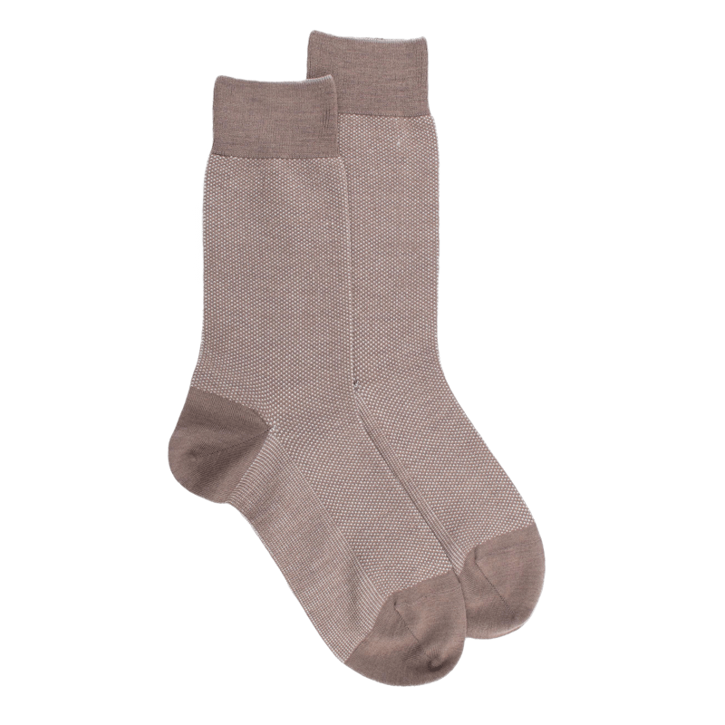 Chaussettes homme caviar en laine merinos - Blanc Grive & Écru | Doré Doré