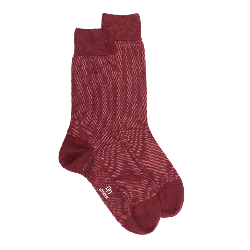 Chaussettes homme caviar en laine merinos - Rouge pommard & Rose Jouy | Doré Doré