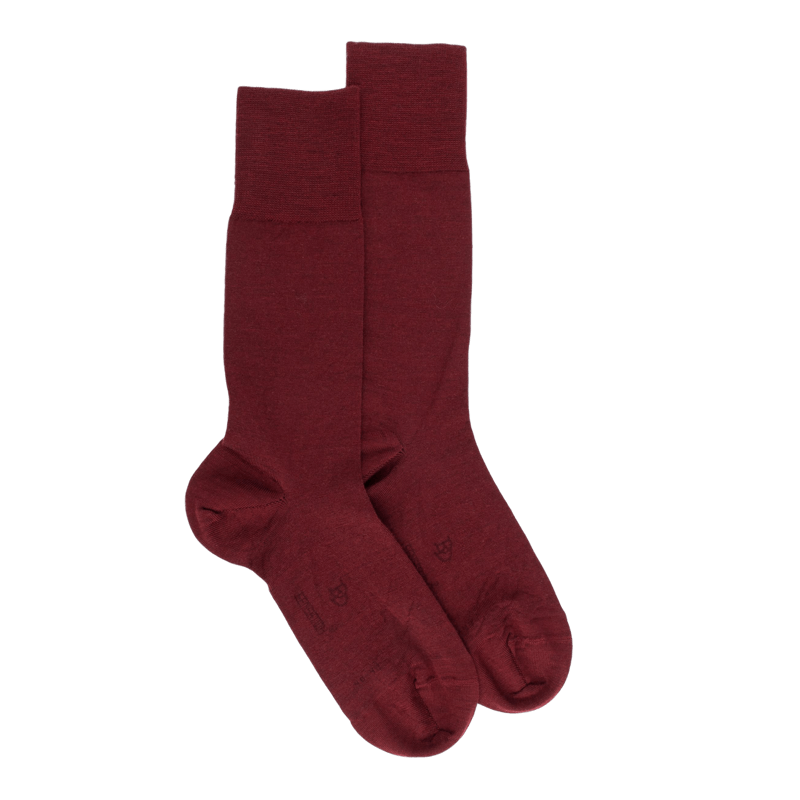 Chaussettes homme en laine et coton - Rouge pommard | Doré Doré