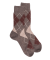 Chaussettes homme en laine mérinos à motif à losanges - Brun loutre & Beige Sable