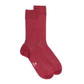 Chaussettes côtelé bicolores homme en laine et coton doux - Rouge pommard & Beige Sable | Doré Doré