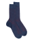 Chaussettes côtelé bicolores homme en laine et coton doux - Bleu Caban & Rouge brique