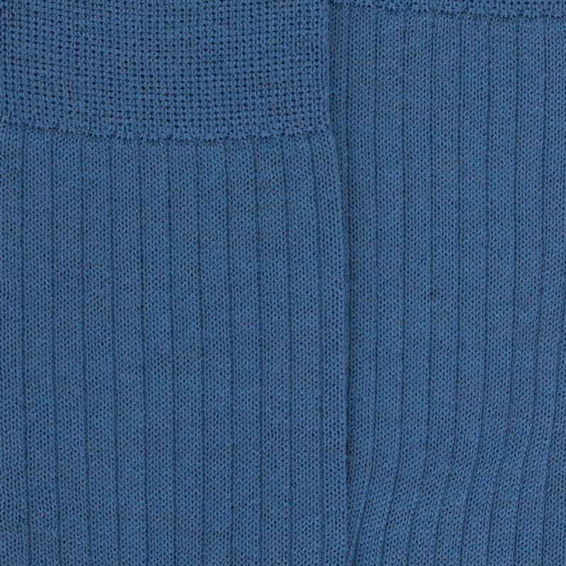 Chaussettes homme à côtes en laine - Bleu Macadam | Doré Doré