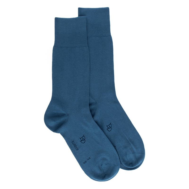 Chaussettes homme en coton égyptien - Bleu golfe | Doré Doré