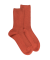 Chaussettes femme à côtes sans bord élastique en coton - Orange cognac