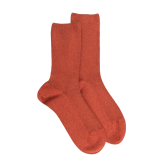 Chaussettes femme à côtes sans bord élastique en coton - Orange cognac | Doré Doré