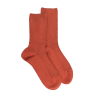 Chaussettes femme à côtes sans bord élastique en coton - Orange cognac | Doré Doré