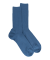 Chaussettes homme à côtes en laine - Bleu Macadam