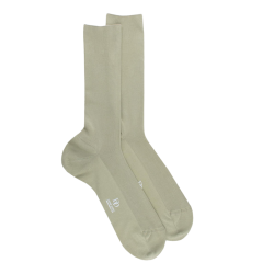 Chaussettes homme à côtes sans bord élastique en fil d'Écosse - Vert Sauge | Doré Doré