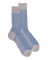 Chaussettes homme à côtes bicolores en fil d'Écosse - Gris Métal & Bleu Bassin